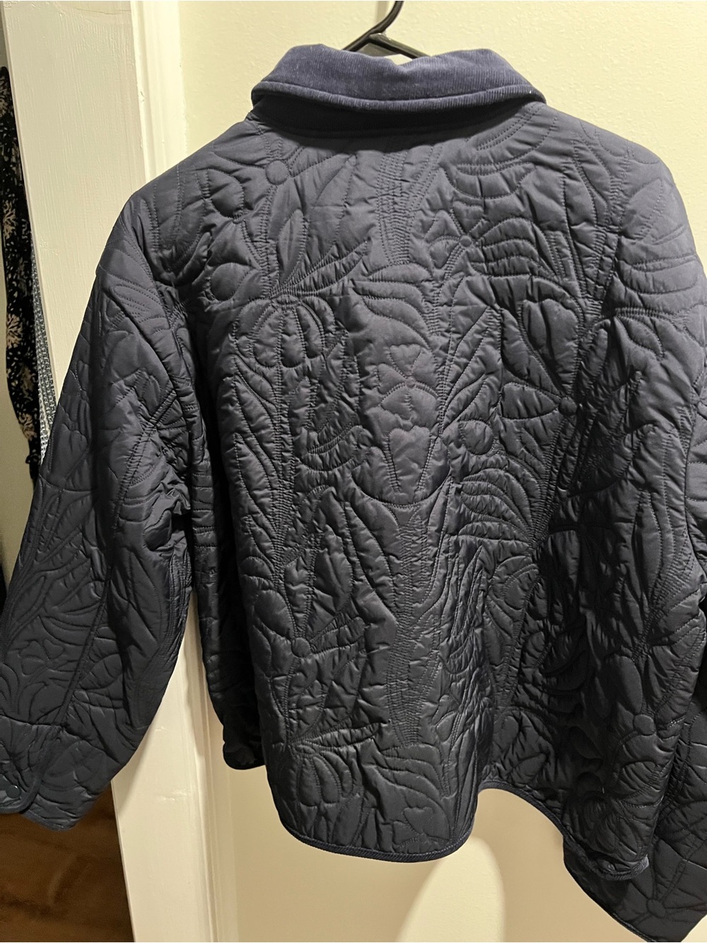 Quilted Navy Women's Jacket - Classic Collar - Picture 7 of 10
